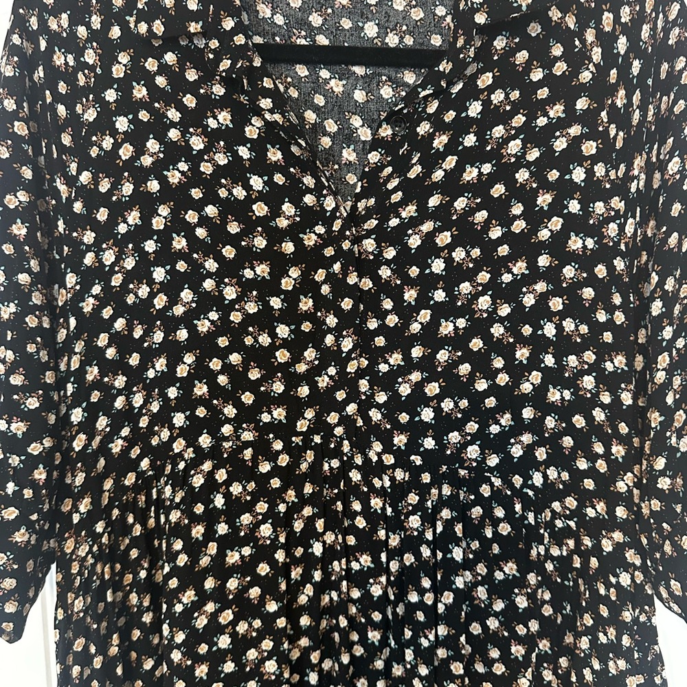 NATURAL LIFE Black Midi Dress with Cream Floral Print - Picture 4 of 8